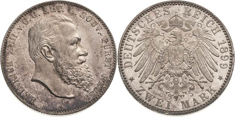 Reuss-Ältere Linie
Heinrich XXII. 1859-1902 2 Mark 1899 A Jaeger 118 Vom Erstab...