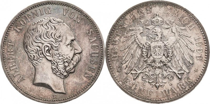 Sachsen
Albert 1873-1902 5 Mark 1900 E Jaeger 125 Fast vorzüglich/vorzüglich