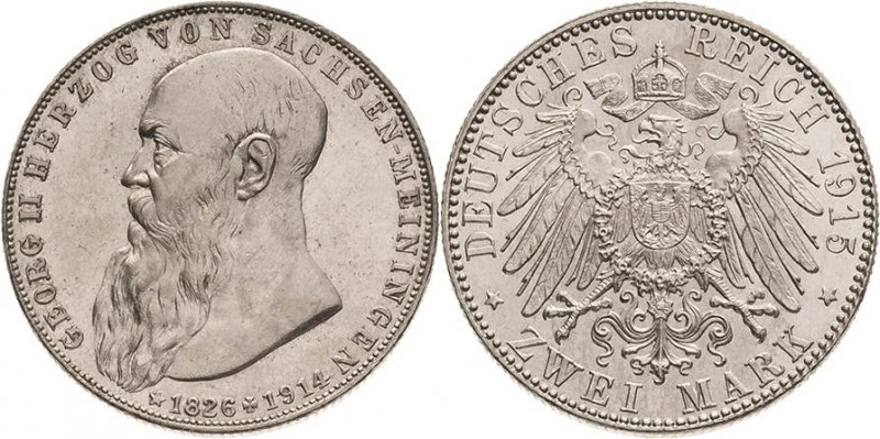 Sachsen-Meiningen
Georg II. 1866-1914 2 Mark 1915 (D) Auf seinen Tod Jaeger 154...