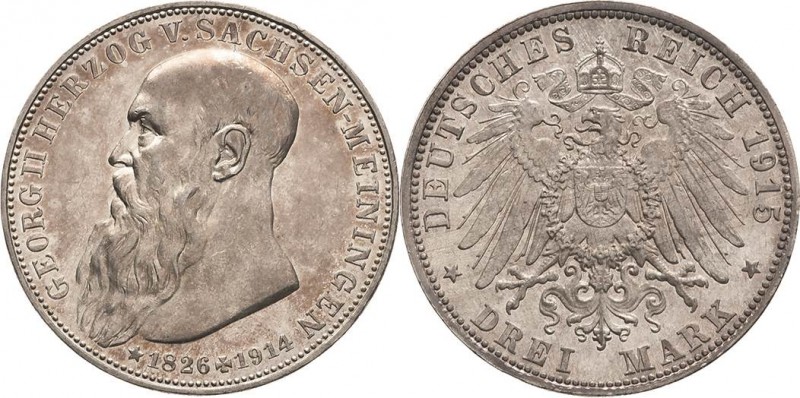 Sachsen-Meiningen
Georg II. 1866-1914 3 Mark 1915 (D) Auf seinen Tod Jaeger 155...