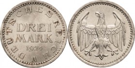 Kursmünzen
 3 Mark 1924 A Jaeger 312 Prachtexemplar. Prägefrisch