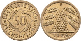 Kleinmünzen
 50 Reichspfennig 1925 E Jaeger 318 Selten. Vorzüglich+