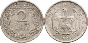 Kleinmünzen
 2 Reichsmark 1926 J Jaeger 320 Fast prägefrisch