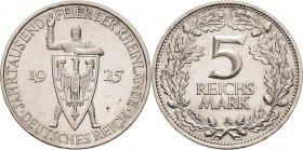 Gedenkausgaben
 5 Reichsmark 1925 A Rheinlande Jaeger 322 Sehr schön-vorzüglich