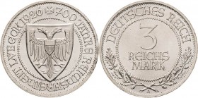 Gedenkausgaben
 3 Reichsmark 1926 A Lübeck Jaeger 323 Vorzüglich-Stempelglanz