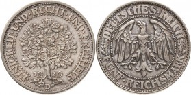 Gedenkausgaben
 5 Reichsmark 1929 D Eichbaum Jaeger 331 Vorzüglich