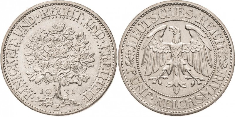 Gedenkausgaben
 5 Reichsmark 1931 E Eichbaum Jaeger 331 Fast vorzüglich/vorzügl...