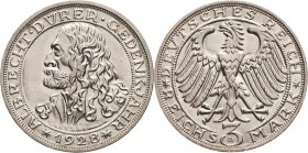 Gedenkausgaben
 3 Reichsmark 1928 D Dürer Jaeger 332 Kl. Randfehler, fast Stempelglanz