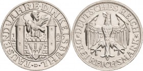 Gedenkausgaben
 3 Reichsmark 1928 D Dinkelsbühl Jaeger 334 Winz. Randfehler, fast prägefrisch
