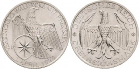 Gedenkausgaben
 3 Reichsmark 1929 A Waldeck Jaeger 337 Vorzüglich-Stempelglanz