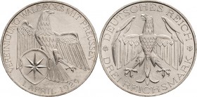 Gedenkausgaben
 3 Reichsmark 1929 A Waldeck Jaeger 337 Kl. Kratzer, vorzüglich-Stempelglanz