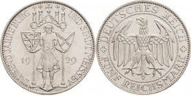 Gedenkausgaben
 5 Reichsmark 1929 E Meißen Jaeger 339 Vorzüglich