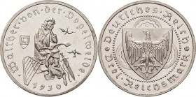 Gedenkausgaben
 3 Reichsmark 1930 G Vogelweide Jaeger 344 Kl. Kratzer, vorzüglich-Stempelglanz/fast Stempelglanz