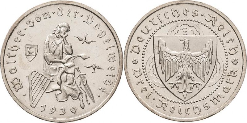 Gedenkausgaben
 3 Reichsmark 1930 E Vogelweide Jaeger 344 Kl. Kratzer, vorzügli...