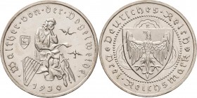 Gedenkausgaben
 3 Reichsmark 1930 E Vogelweide Jaeger 344 Kl. Kratzer, vorzüglich-Stempelglanz