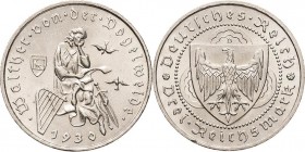 Gedenkausgaben
 3 Reichsmark 1930 D Vogelweide Jaeger 344 Kl. Randfehler, vorzüglich-Stempelglanz