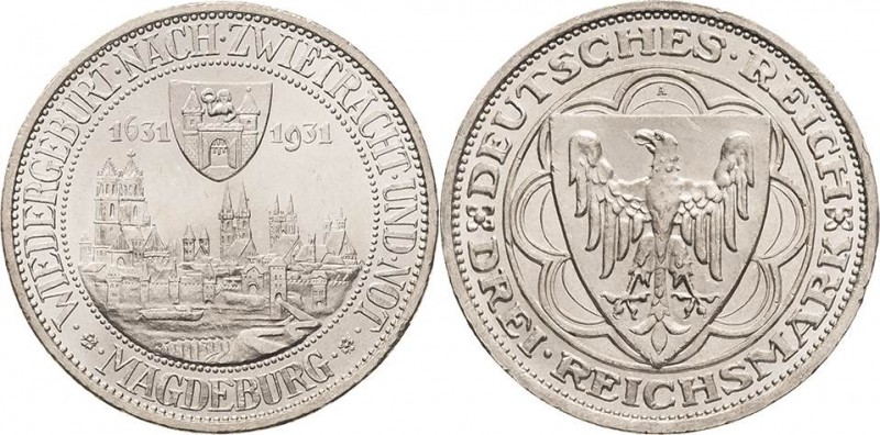 Gedenkausgaben
 3 Reichsmark 1931 A Magdeburg Jaeger 347 Kl. Randfehler, vorzüg...