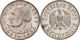 Gedenkausgaben
 5 Reichsmark 1933 E Luther Jaeger 353 Selten in dieser Erhaltung. Leicht berieben, Polierte Platte-