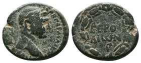 Roman Provincial Coins
Syria, Cyrrhestica. Beroea. Trajan. A.D. 98-117. Æ as . ΑΥΤΟΚΡ ΚΑΙ? ΝΕΡ ΤΡΑΙΑΝΟ? ΑΡΙ?Τ ?ΕΒ ΓΕΡΜ ΔΑΚ ΠΑΡΘ, laureate head of Tra...