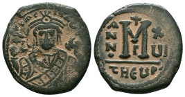 Byzantine Empire Mauricius Tiberius. Follis. 597-598 AD. Antioch. Reference : "Repatinated" Condition: Very Fine

 Weight: 11.5 gr. Diameter: 27.4 m...