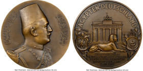 Fuad I bronze "Royal Visit to Germany" Medal 1929-Dated MS64 Brown NGC, 72mm. By S. E. Vernier and Bezner. An incredibly popular representative when l...