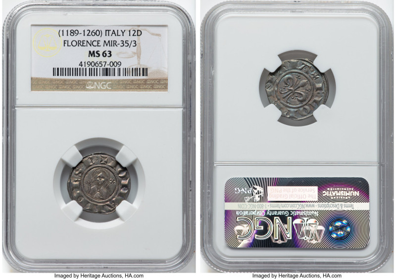 Florence. Republic Fiorino di Stella da 12 Denari (after 1260) MS63 NGC, MIR-37....