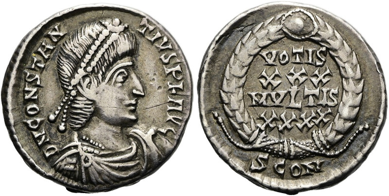 RÖMISCHE KAISERZEIT. Constantius II., 337 - 361 n. Chr. Siliqua ø 17mm (2.50g). ...