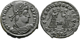 RÖMISCHE KAISERZEIT. Constantius II., 337 - 361 n. Chr. ø 16mm (1.49g). 347 n. Chr. Mzst.Siscia. Vs.: CONSTANTIVS P F AVG, drapierte Panzerbüste mit R...