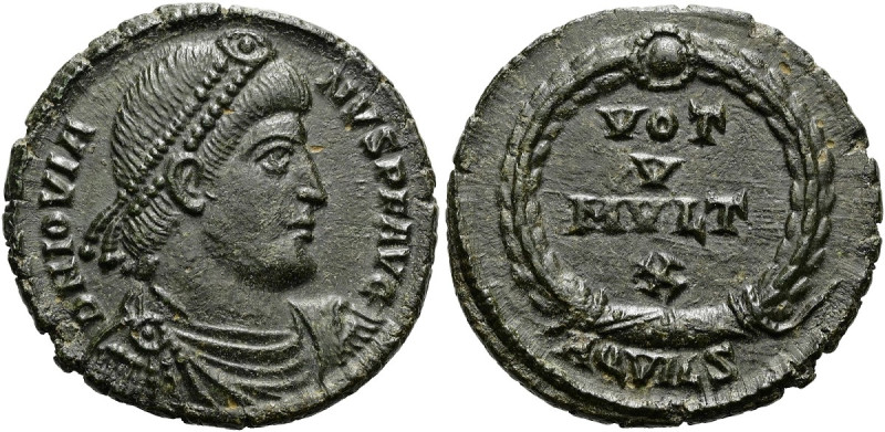RÖMISCHE KAISERZEIT. Jovianus, 363 - 364 n. Chr. Follis ø 20mm (3.11g). Mzst.Aqu...