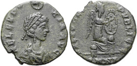 RÖMISCHE KAISERZEIT. Aelia Eudoxia, 395 - 404 n. Chr. ø 17mm (2.29g). 401 - 403 n. Chr. Mzst.Nikomedia. Vs.: AEL EVDO-XIA AVG, drapierte Büste mit Per...