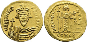 Phocas, 602 - 610 n. Chr. Solidus ø 21mm (4.44g). 609 - 610 n. Chr. Mzst.Konstantinopel. Vs.: d NN FOCAS PERP AVG, drapierte Panzerbüste mit Kreuzkron...