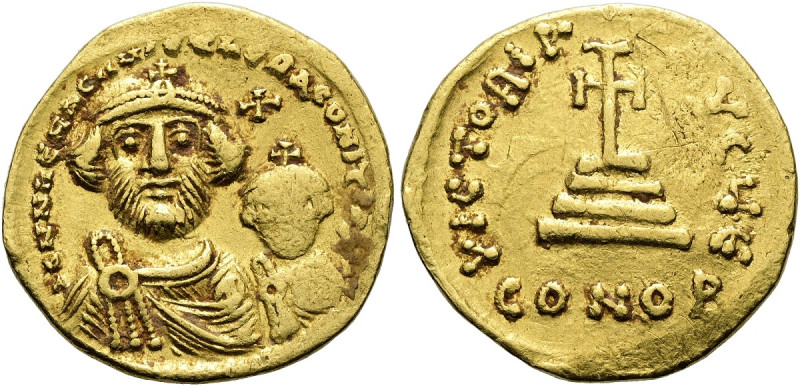 Heraclius, 610 - 641 n. Chr. Solidus ø 19mm (4.32g). 616 - 625 n. Chr. Mzst.Kons...