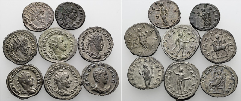 Antoniniane. 3. Jh. n. Chr. 2x Gordian III. (Kaiser mit Speer u. Globus; Sol mit...