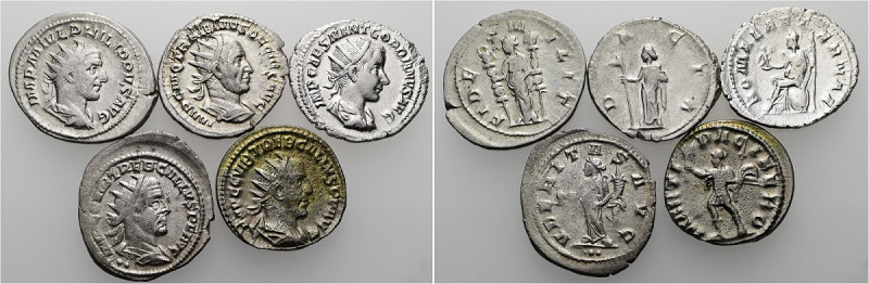 Antoniniane. 3. Jh. n. Chr. Exemplare von Gordian III. (thronende Roma mit Vikto...