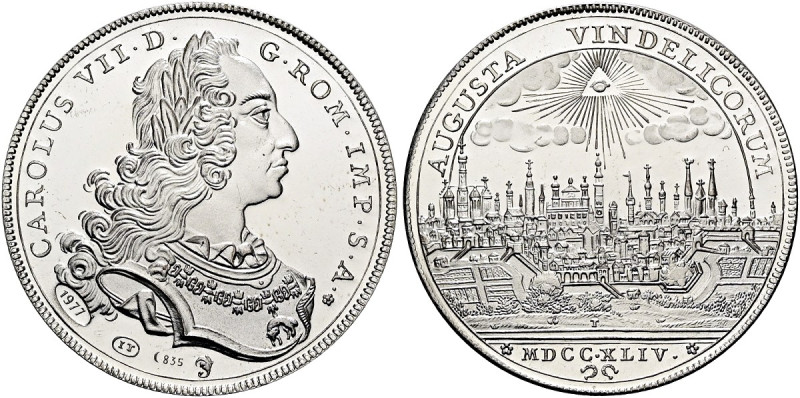 AUGSBURG, Stadt. Reichstaler (27.48g). 1744, Augsburg (1977). Mit Titel Kaiser K...