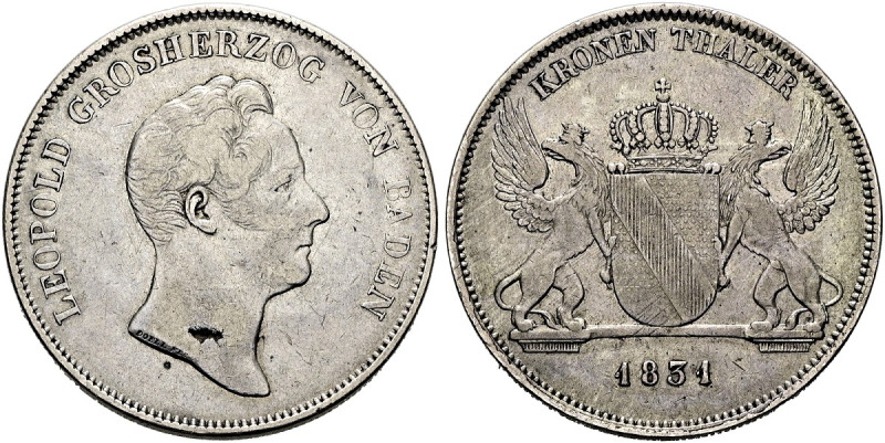BADEN - DURLACH. Karl Leopold Friedrich, 1830 - 1852. Kronentaler (29.38g). 1831...
