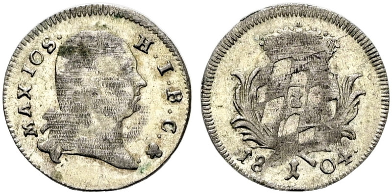 BAYERN. Maximilian IV. (I.) Josef, 1799 - 1825. Kreuzer (0.72g). 1804, München. ...