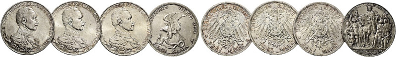 REICHSSILBERMÜNZEN. PREUSSEN. Wilhelm II., 1888-1918. 3 Mark 1913 A, Berlin. LOT...