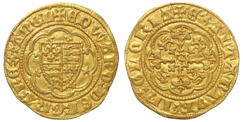 † Edward III (1327-77), gold Quarter-Noble of one shilling and eight pence, four...