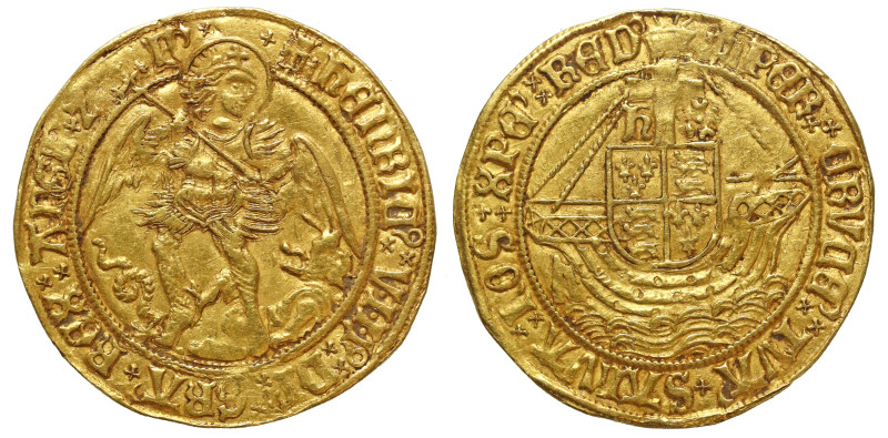 † Henry VIII (1509-47), fine gold Angel of six shillings and eight pence, first ...