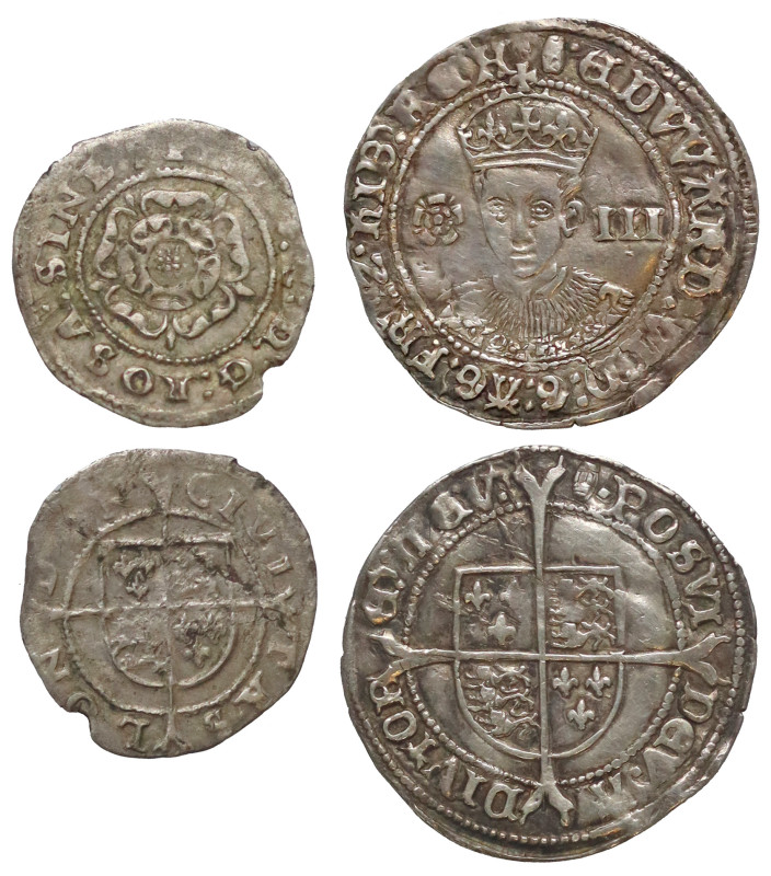 † Edward VI (1547-53), silver Sixpence and Base Penny, third Period [1550-53], T...