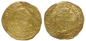 Charles I gold Double Crown, initial mark rose over plume/rose