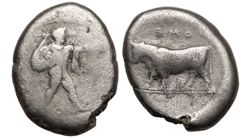 MAGNA GRAECIA. LUCANIA, POSEIDONIA. 
Silver Nomos, circa 470-445 BC. 
Obv: Pos...