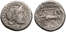 C. Annius T. f. T. n. and C. Tarquitius P. f. AR Denarius