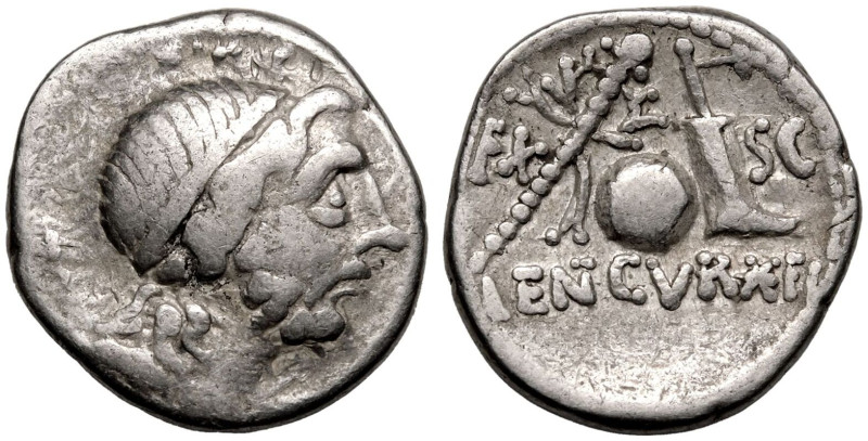 ROMAN REPUBLIC & IMPERATORIAL. Cn. Lentulus . 
Silver Denarius, 75-76 BC. Rome....