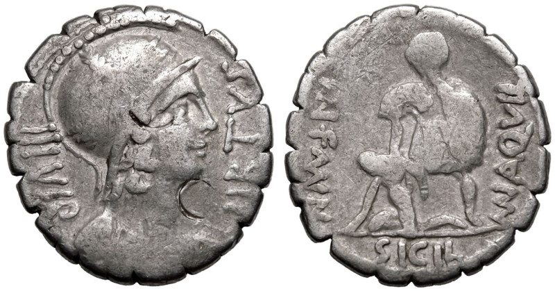 ROMAN REPUBLIC & IMPERATORIAL. Mn. Aquillius Mn. f. Mn. n. 
Silver Serrate Dena...
