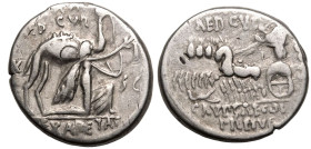 M. Aemilius Scaurus and Pub. Plautius Hypsaeus AR Denarius