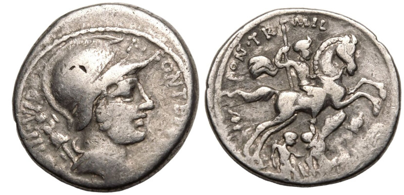 ROMAN REPUBLIC & IMPERATORIAL. P. Fonteius P. f. Capito. 
Silver Denarius, 55 B...