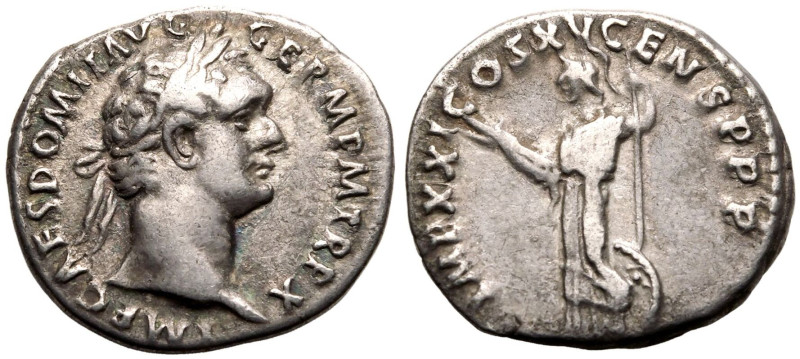 ROMAN EMPIRE. Domitian. 
Silver Denarius, AD 90-91. Rome. 
Obv: IMP CAES DOMIT...