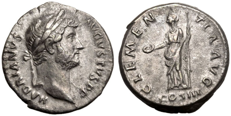 ROMAN EMPIRE. Hadrian. 
Silver Denarius, AD 128-129. Rome. 
Obv: HADRIANVS AVG...